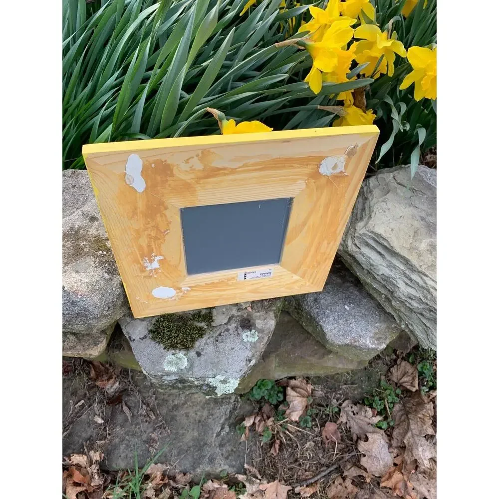 Handpainted ReFab Mirror Wall 10 x 10 Yellow with Dogwood Flowers Wall Hanging